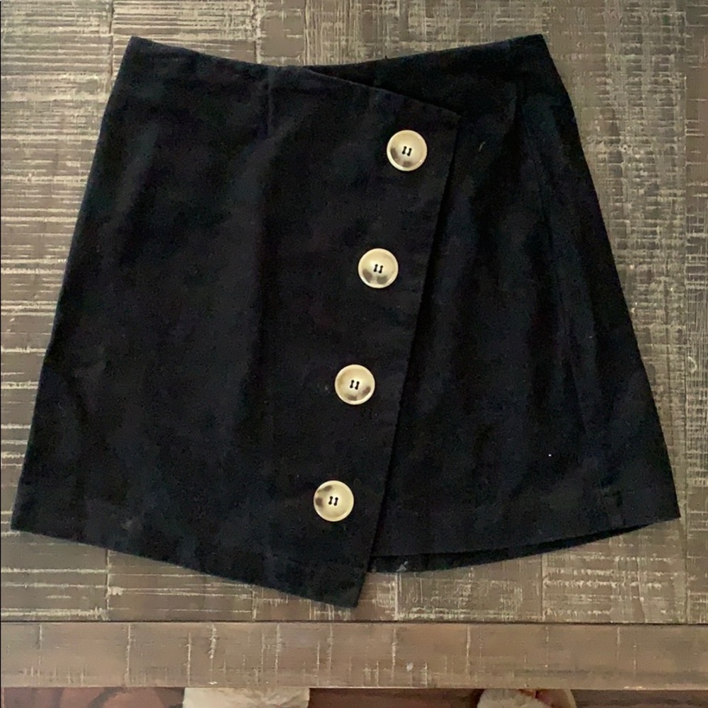 Topshop Asymmetrical Black Button Front Mini